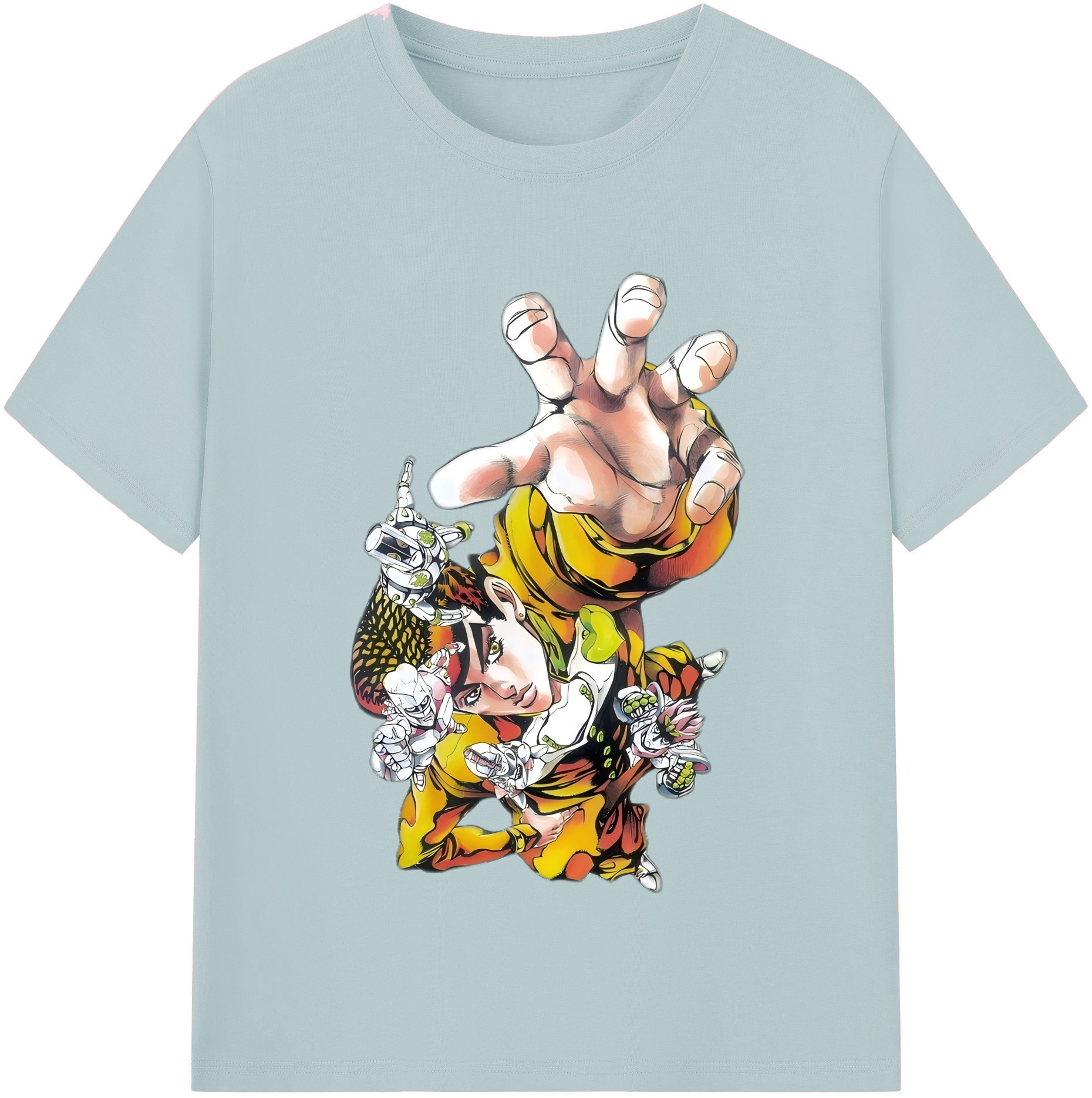 （画像用） ジョジョの奇妙な冒険 ひがしかた じょうすけ JoJo's Bizarre Adventure Higashikata Josuke 綿100％半袖Tシャツ（フロントプリント）